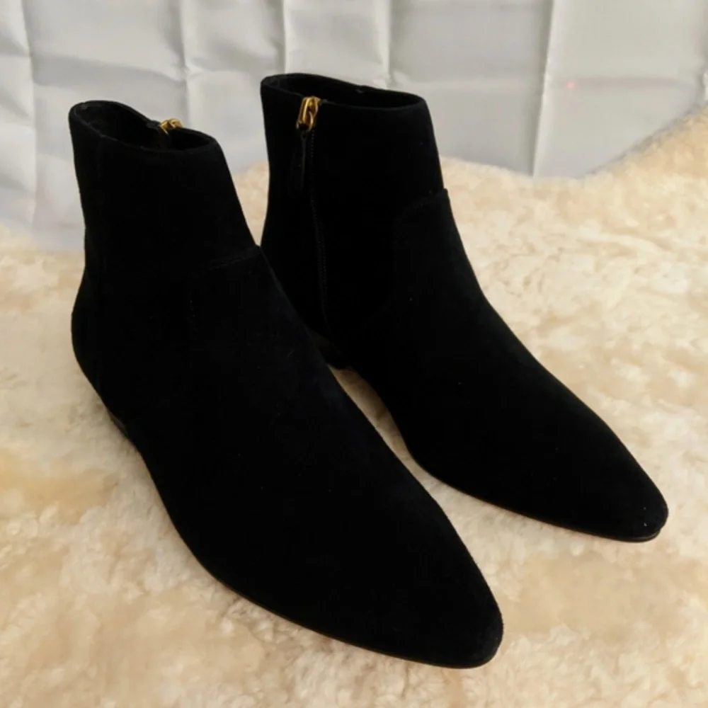 J.Crew Black Pointy-toe Suede Boots Size 6 NEW